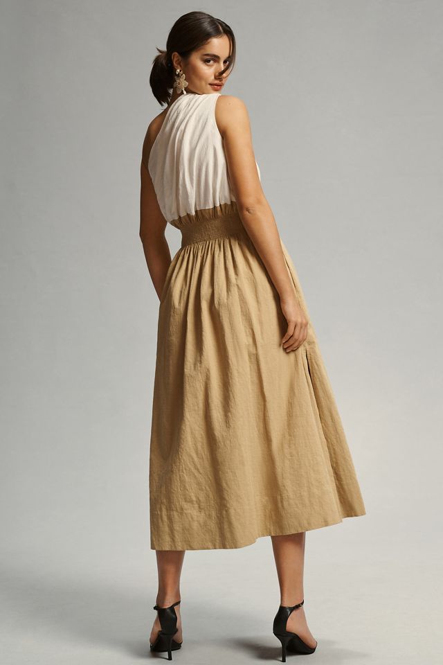 SOVERE Reserve One-Shoulder Smocked-Waist Dress #1