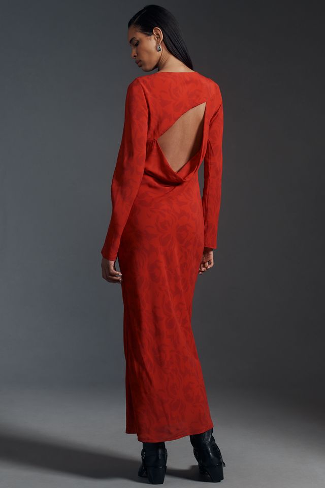 SOVERE Ember Long-Sleeve Open-Back Slim Maxi Dress #1