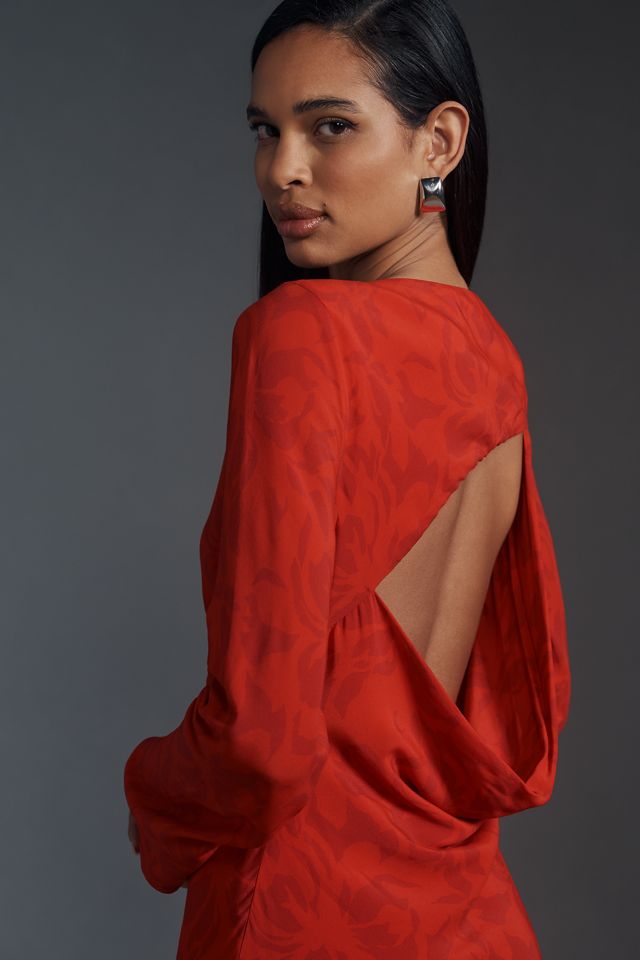 SOVERE Ember Long-Sleeve Open-Back Slim Maxi Dress #2