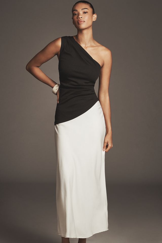 SOVERE Aura One-Shoulder Ruched Maxi Dress #1