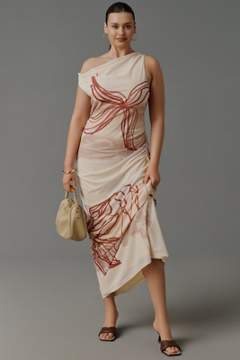 Sovere / Lore Off-shoulder Slip Maxi Dress In Pink