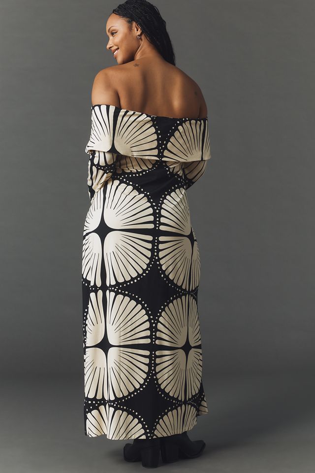 MON RENN Atkin Long-Sleeve Off-Shoulder Midi Dress #5