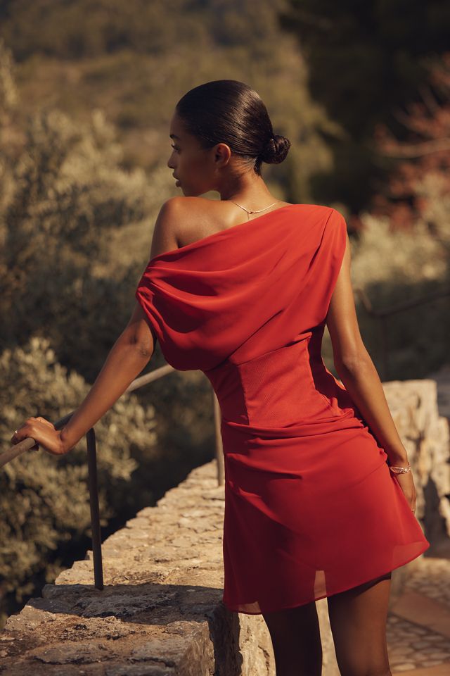 SOVERE Ada One-Shoulder Ruched Mini Dress #1