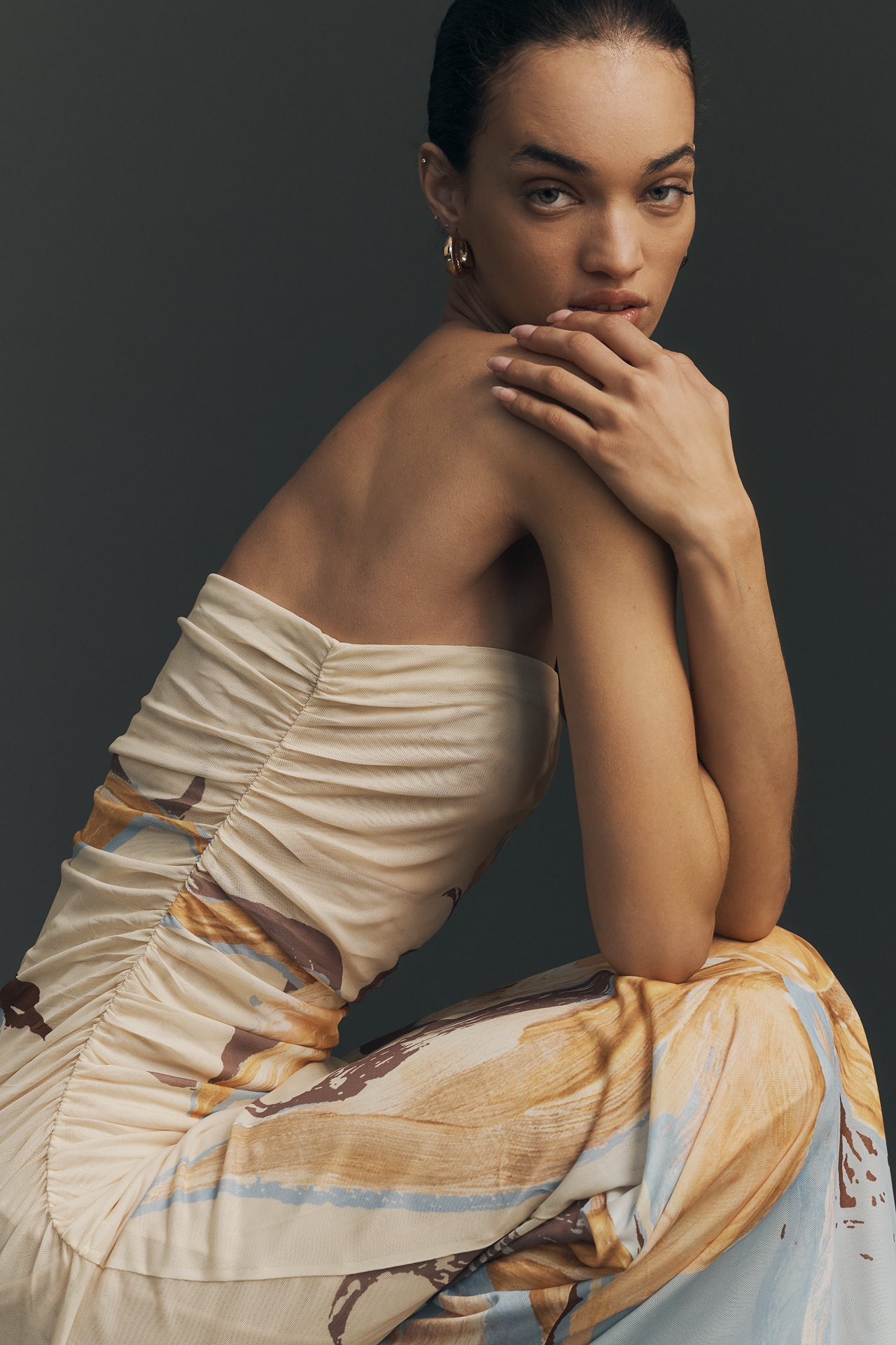 SOVERE Dahlia Strapless Midi Dress