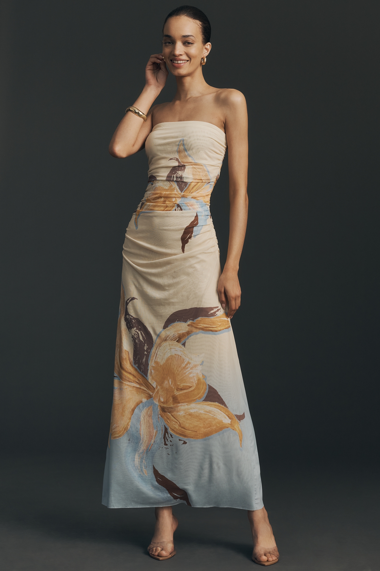 SOVERE Dahlia Strapless Midi Dress
