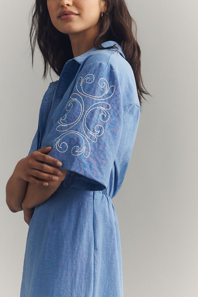 MON RENN Embroidered Midi Shirtdress #1