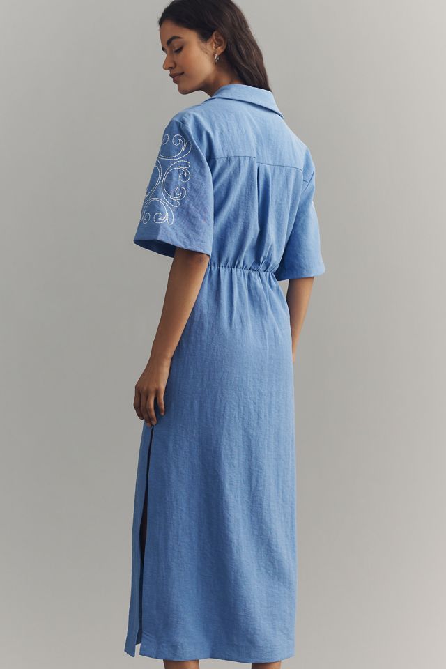 MON RENN Embroidered Midi Shirtdress #2