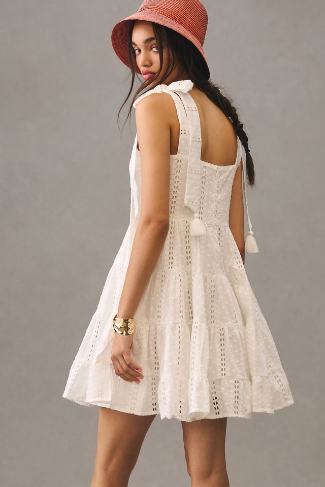 shoulder tie mini dress White Shoulder Tie Mini Dress  Gabi Swimwear