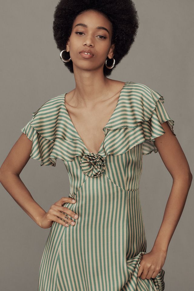 Mille Lucie Flutter-Sleeve V-Neck Midi Dress #1