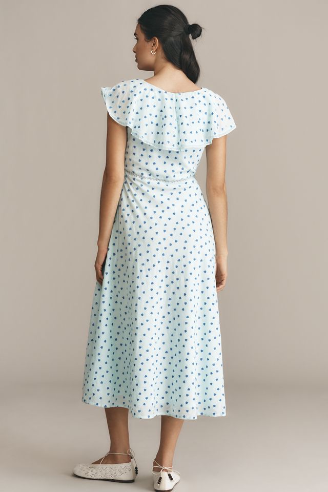 knee length dresses for ladies Rosa Halter Linen Midi Dress-Navy