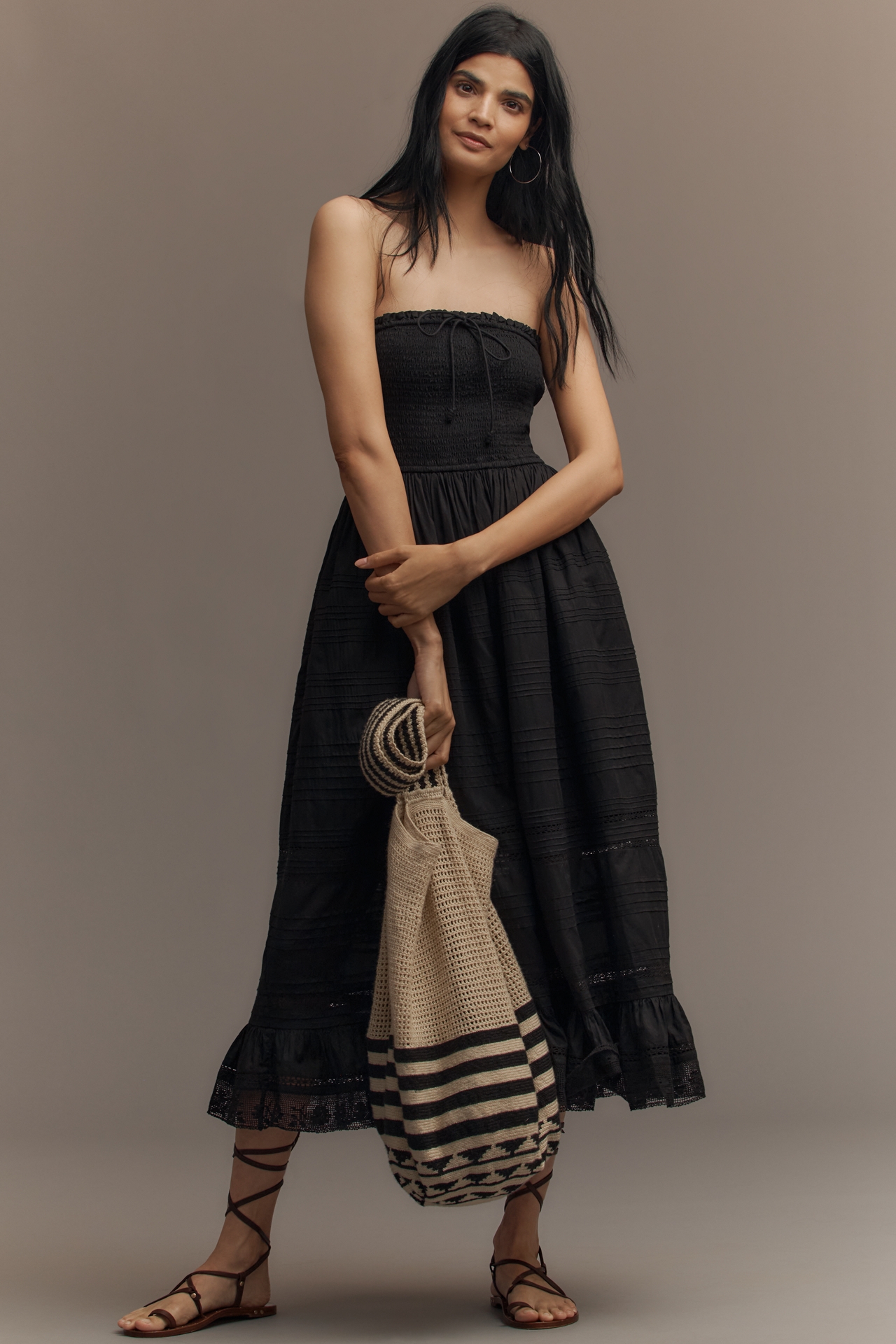 Mille Florence Strapless Smocked Midi Dress