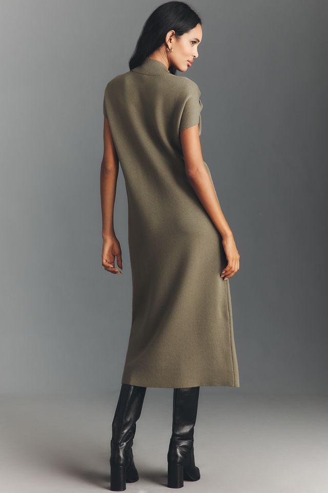 By Anthropologie Short-Sleeve Hardware Sweater Midi Dress #1