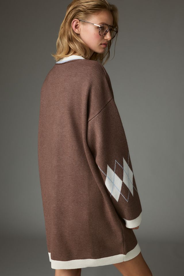 By Anthropologie V-Neck Cardigan Sweater Mini Dress #1