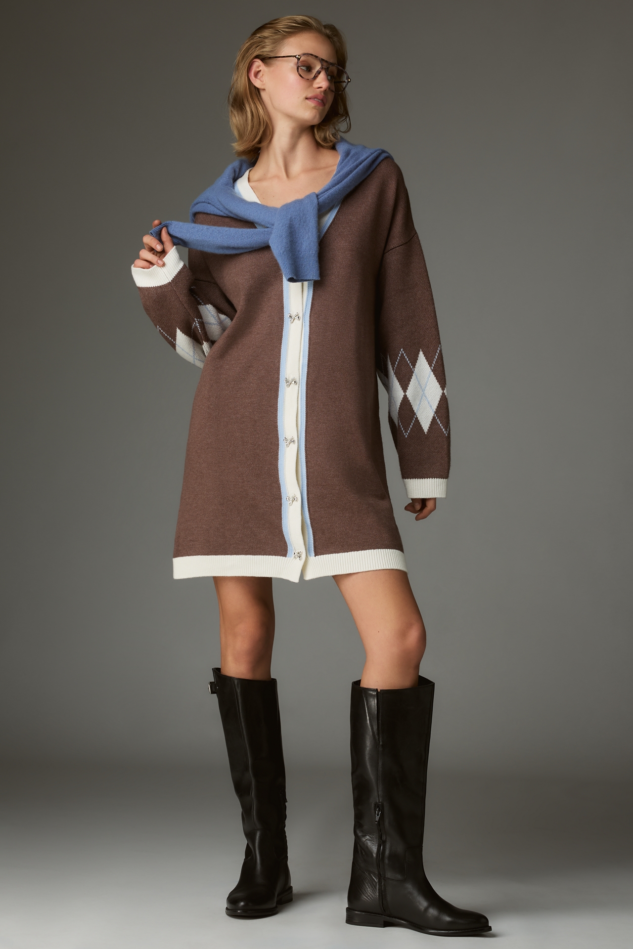 By Anthropologie V-Neck Cardigan Sweater Mini Dress