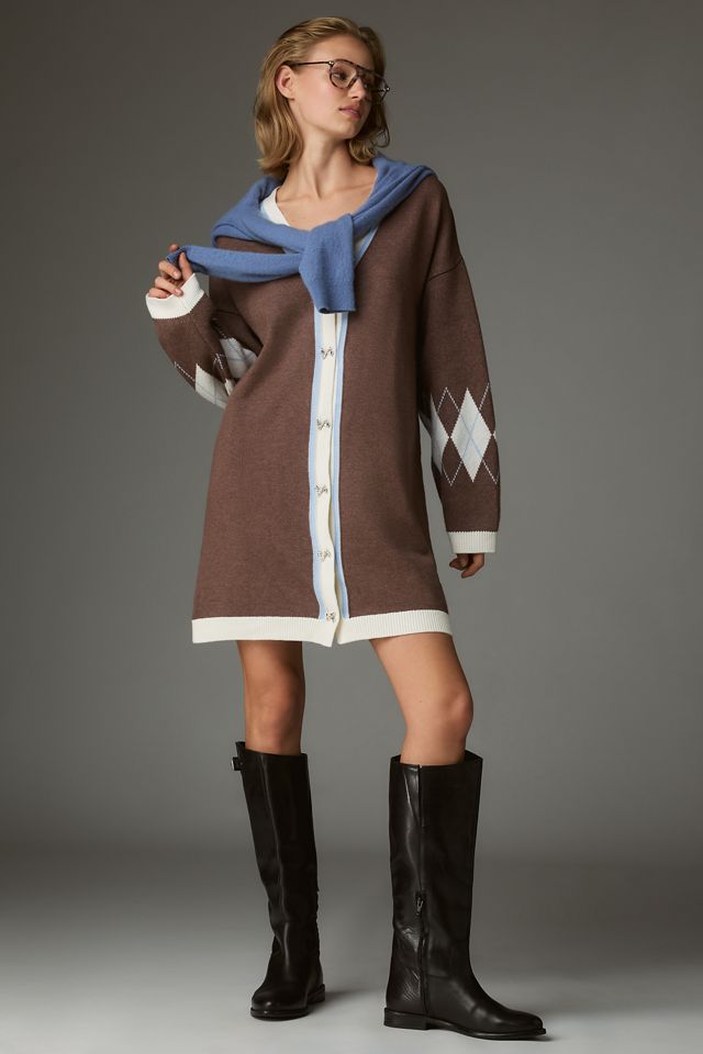 By Anthropologie V-Neck Cardigan Sweater Mini Dress #2