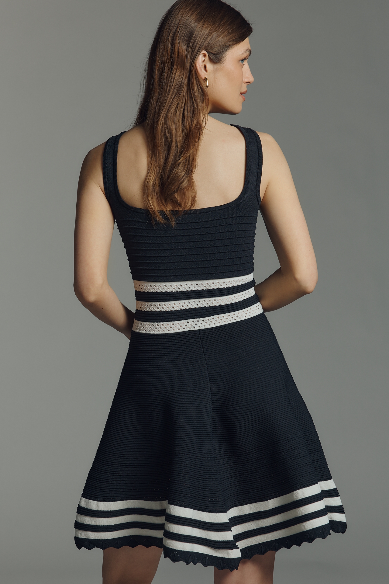 Maeve Sleeveless Square-Neck A-Line Sweater Dress