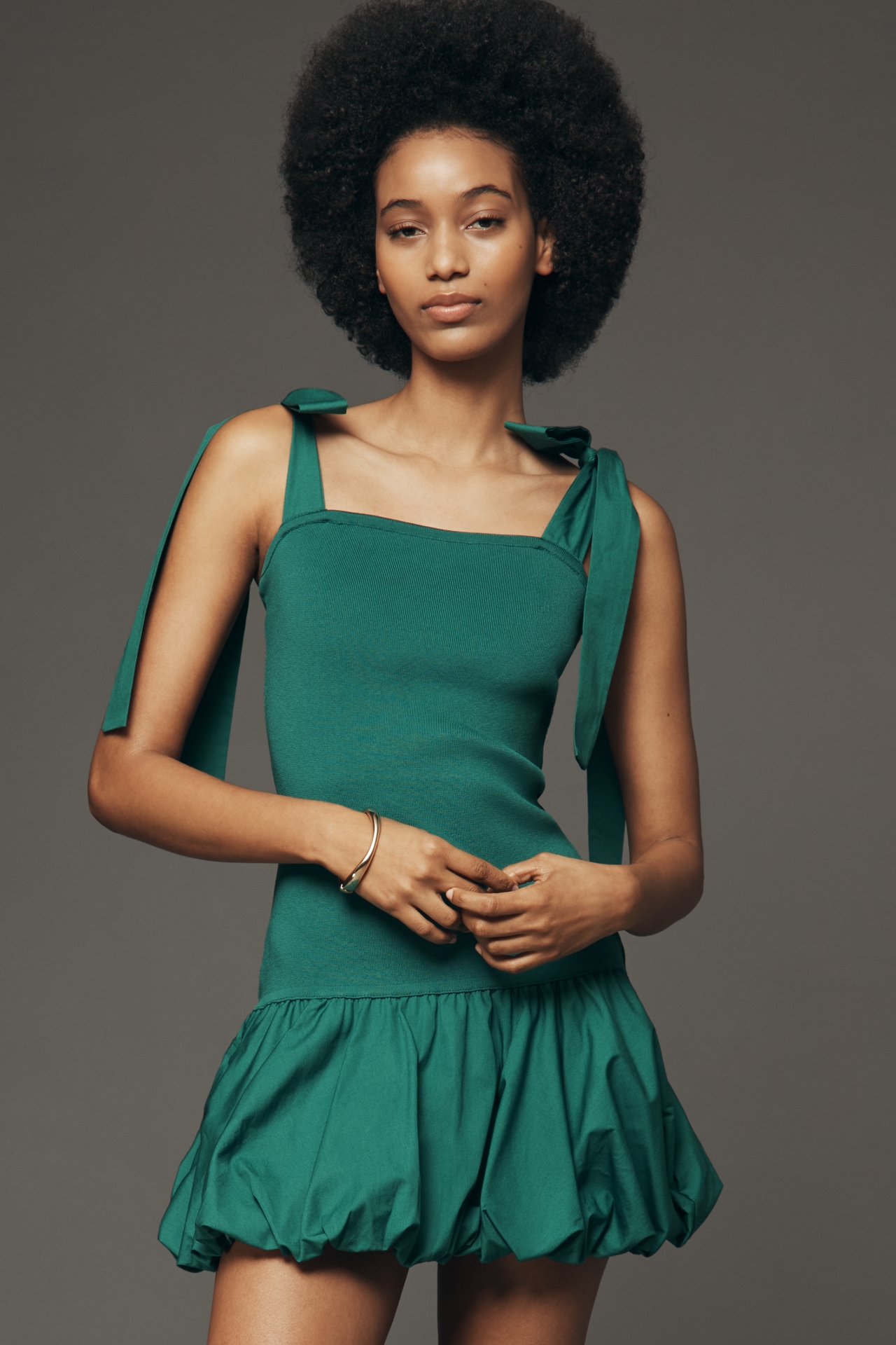 By Anthropologie Cotton Bubble-Hem Mini Dress