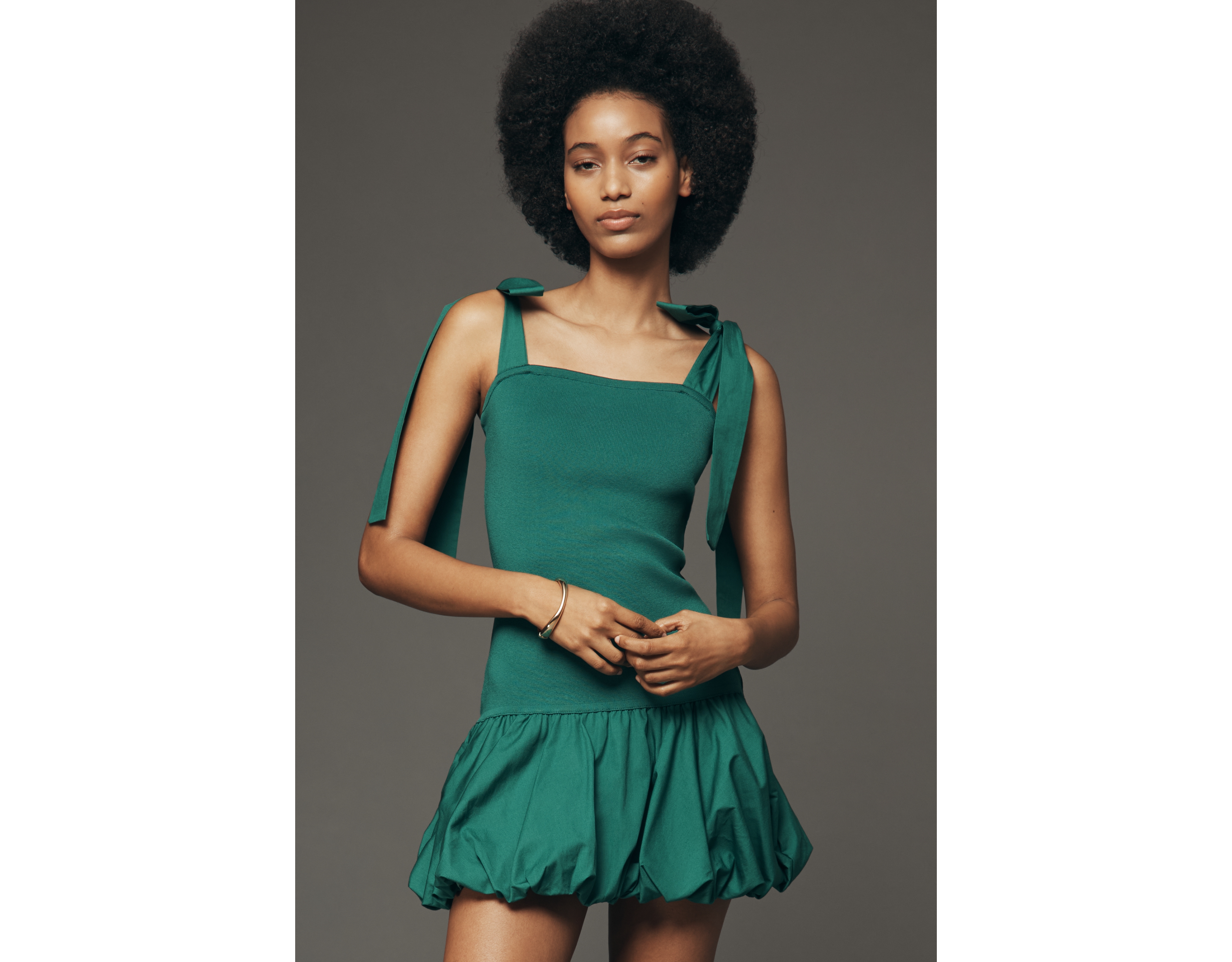 By Anthropologie Cotton Bubble-Hem Mini Dress