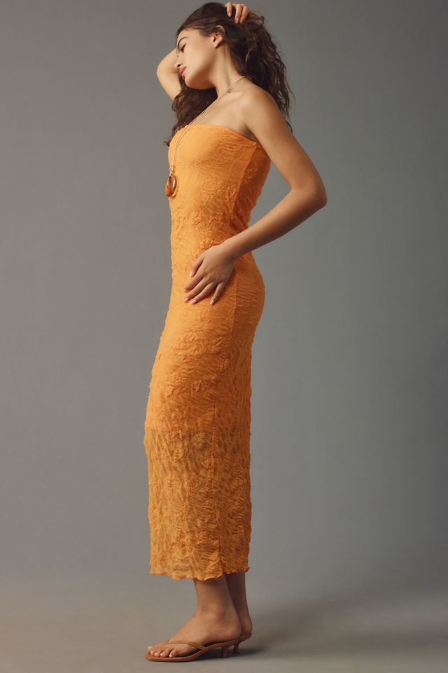 By Anthropologie Strapless Textured Knit Slip Midi Dress #4