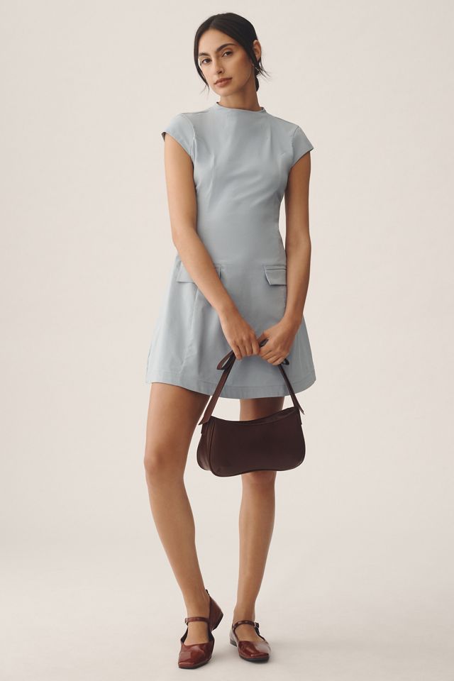 Maeve Cap-Sleeve Mock-Neck Mini Dress #2