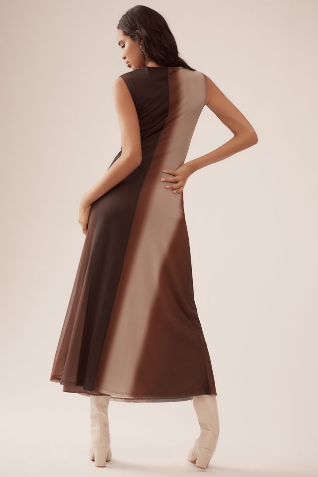 By Anthropologie Sleeveless Cowl-Neck Mesh Midi Dress #4