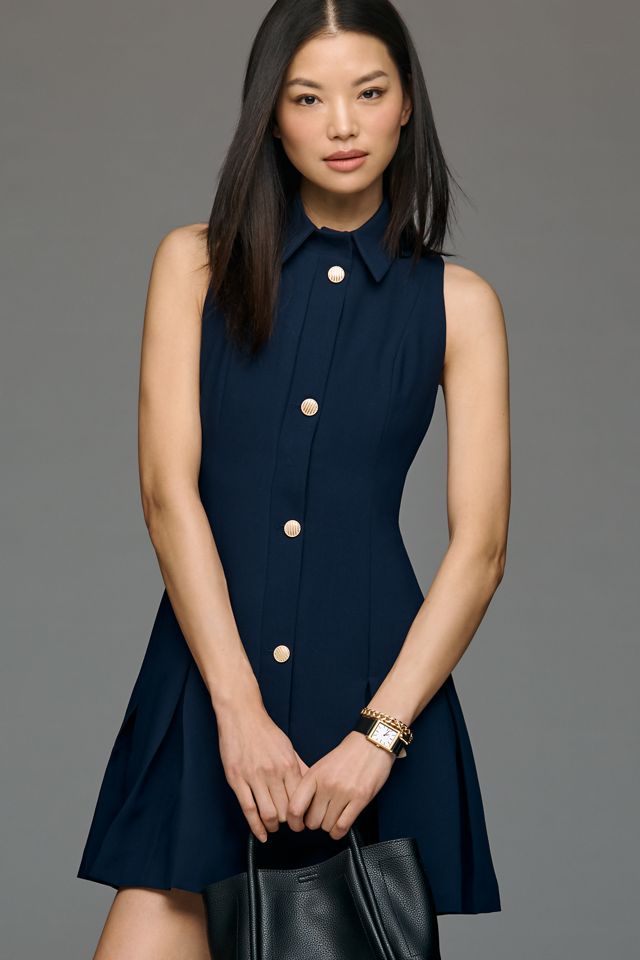 navy blue dress for baby girl Maeve Button-Front Mini Dress