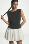 By Anthropologie Cap-Sleeve Ruched Bubble Twofer Mini Dress