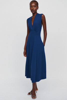 Maeve Sabine Knit Midi Dress In Blue