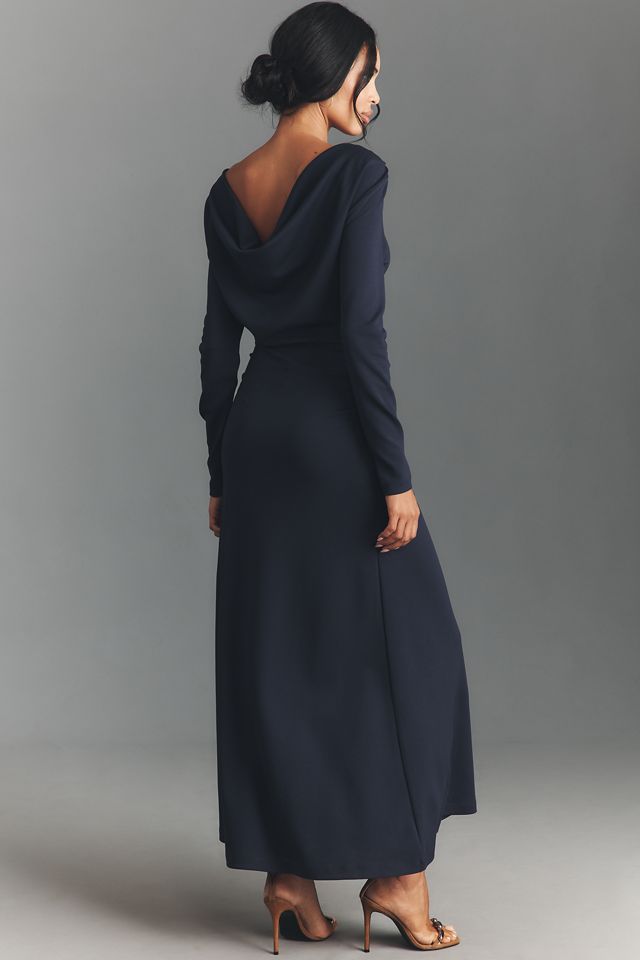 By Anthropologie Long-Sleeve Cowl-Back Maxi Dress #1