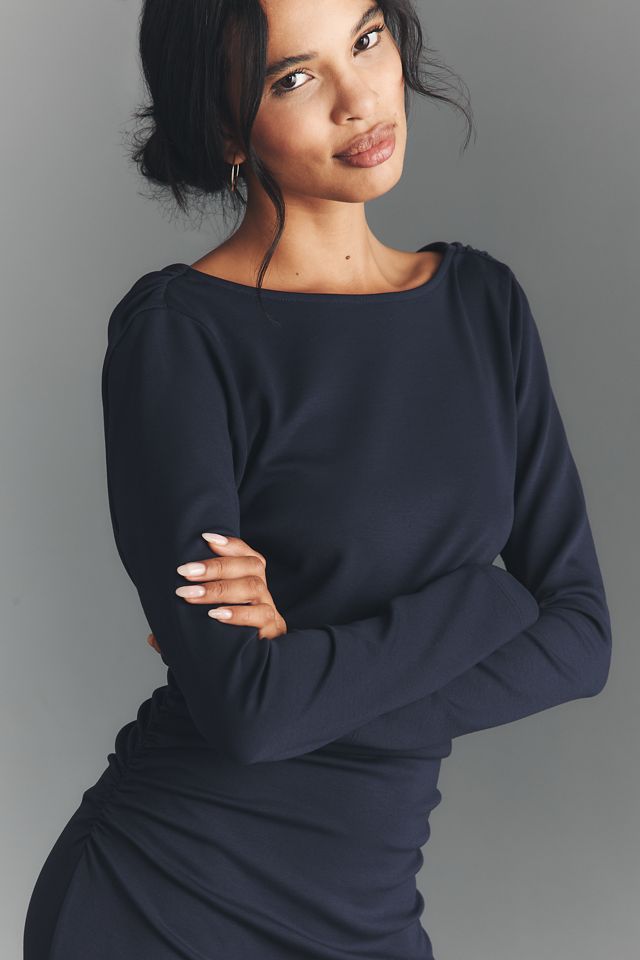 By Anthropologie Long-Sleeve Cowl-Back Maxi Dress #3