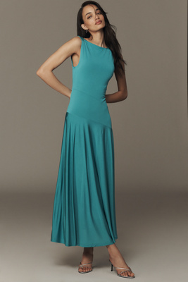 By Anthropologie Sleeveless Boatneck Drop-Waist Maxi Dress