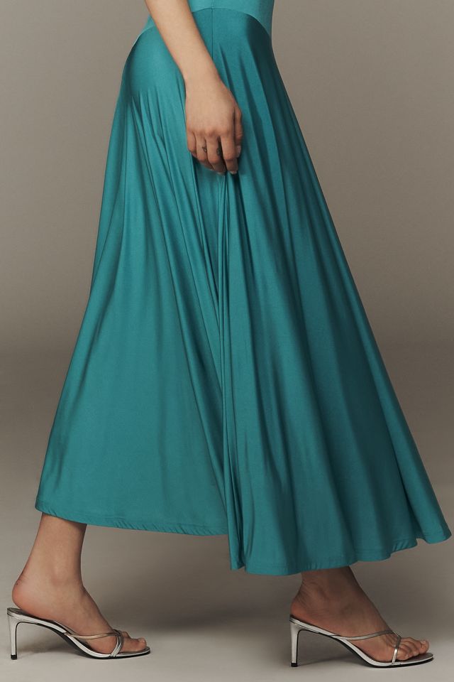 elegant pink dress for women Stretchable Gathered Drop Waist Maxi Dress