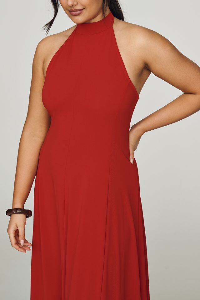 By Anthropologie Halter Open-Back A-Line Maxi Dress #5