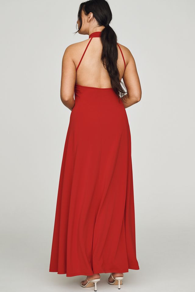 By Anthropologie Halter Open-Back A-Line Maxi Dress #6