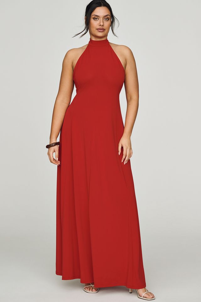 By Anthropologie Halter Open-Back A-Line Maxi Dress #4