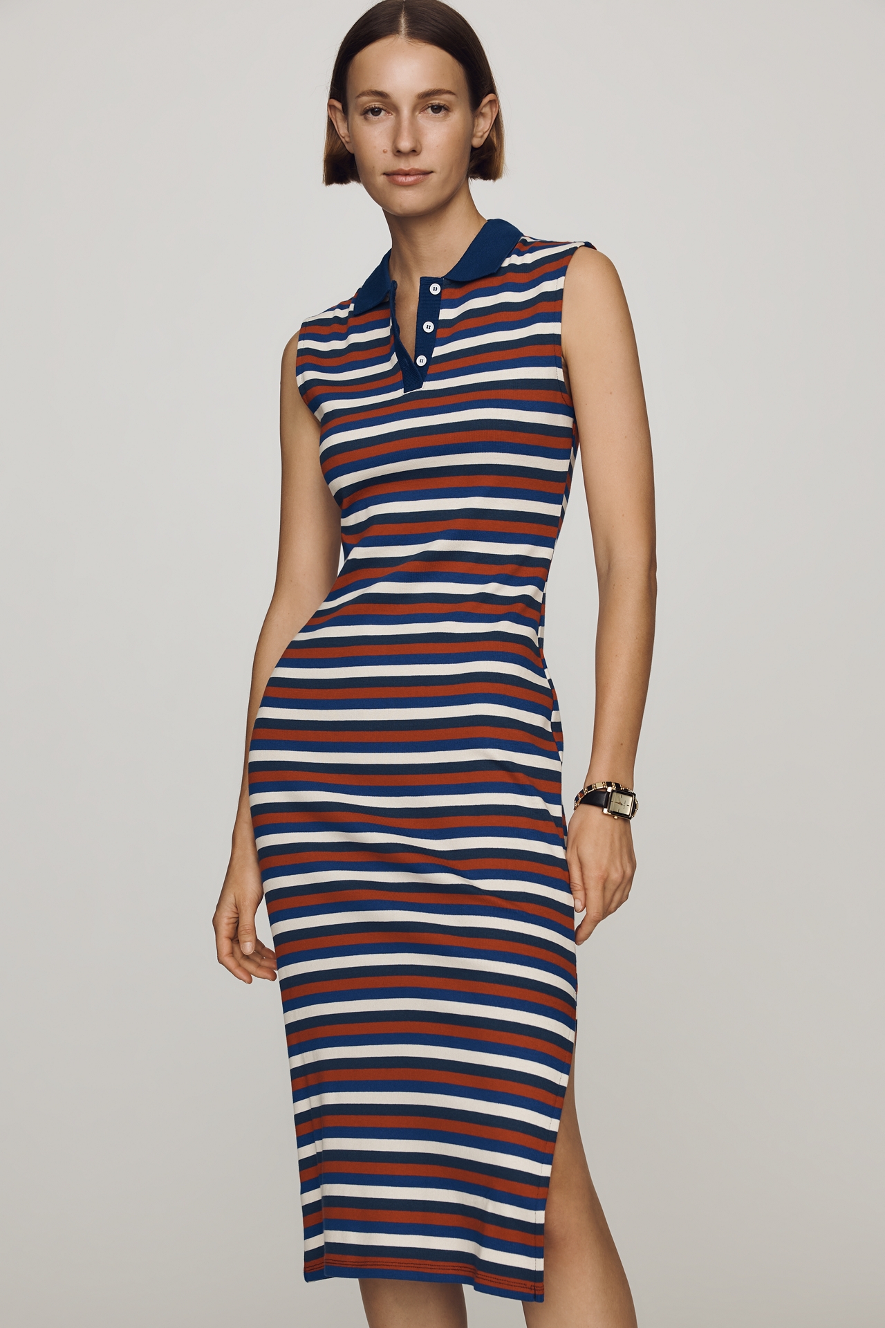 Maeve Sleeveless Knit Polo Midi Dress