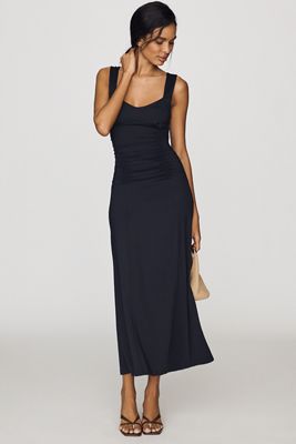 reformation suvi sweetheart knit midi dress Reformation Suvi Sweetheart Knit Midi Dress In Brown