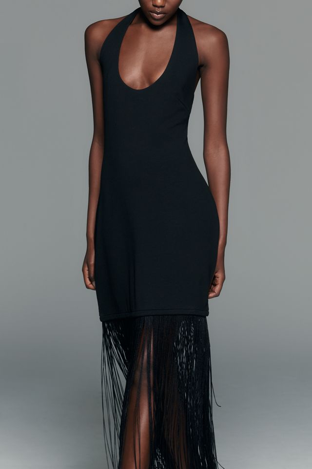 By Anthropologie Jersey Fringe Midi Dress #1