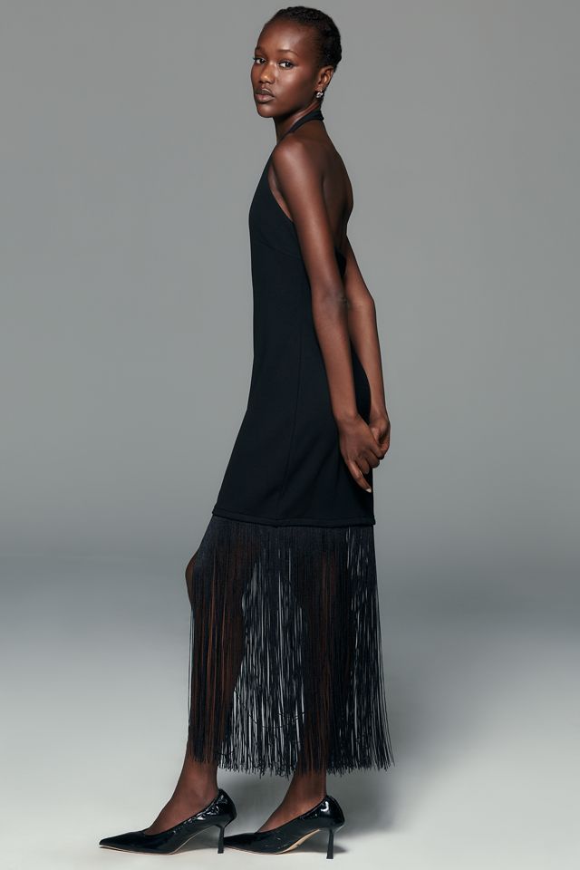 By Anthropologie Jersey Fringe Midi Dress #2