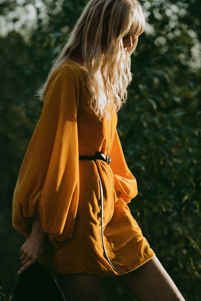 RHODE Balloon-Sleeve Velvet Mini Dress #4