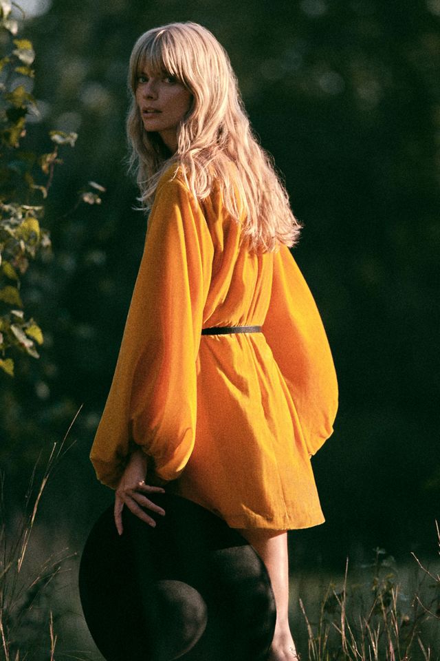 RHODE Balloon-Sleeve Velvet Mini Dress #5
