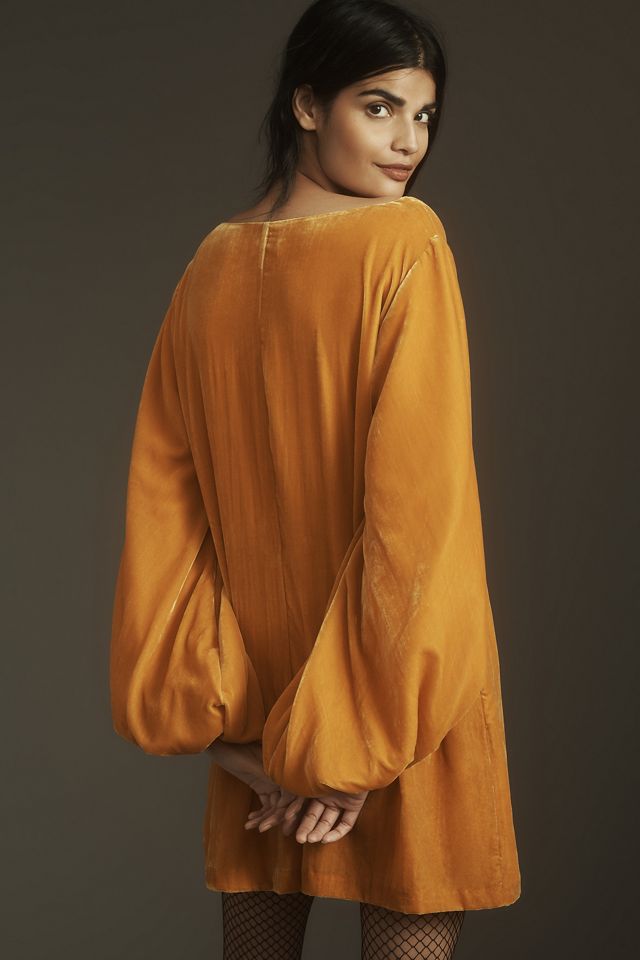 RHODE Balloon-Sleeve Velvet Mini Dress #2