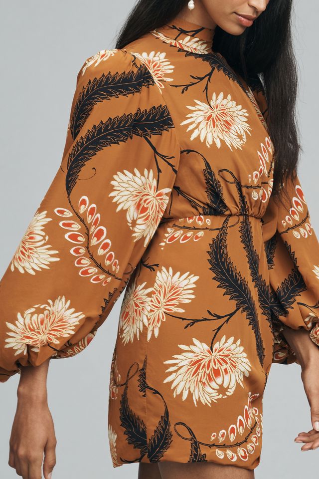 RHODE Luke Long-Sleeve Mock-Neck Wrap Mini Dress #3
