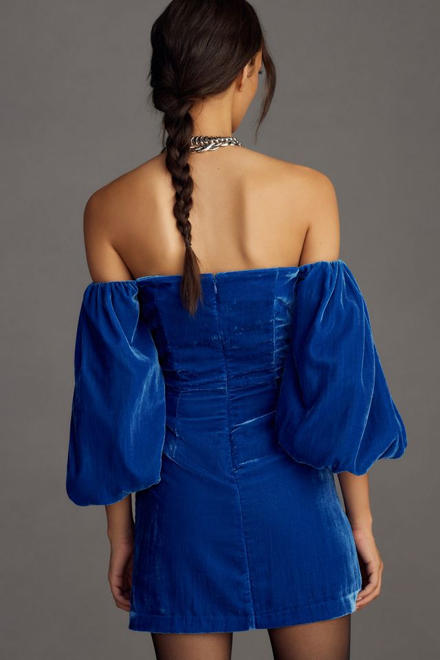 RHODE Adrian Sweetheart Off-The-Shoulder Velvet Mini Dress #1