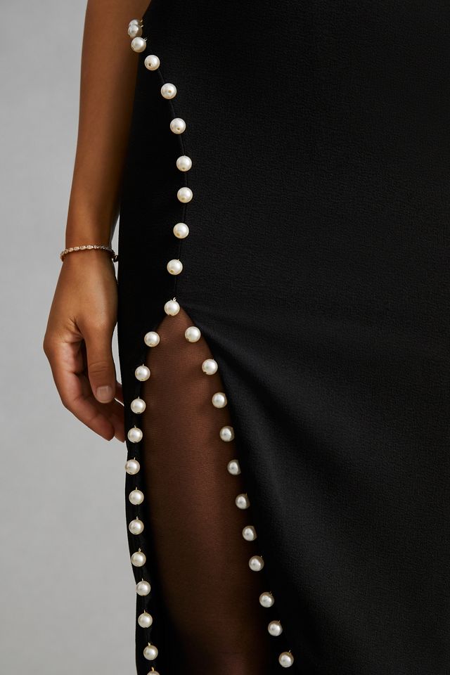Helsi Pearl-Trimmed Slit Dress #2
