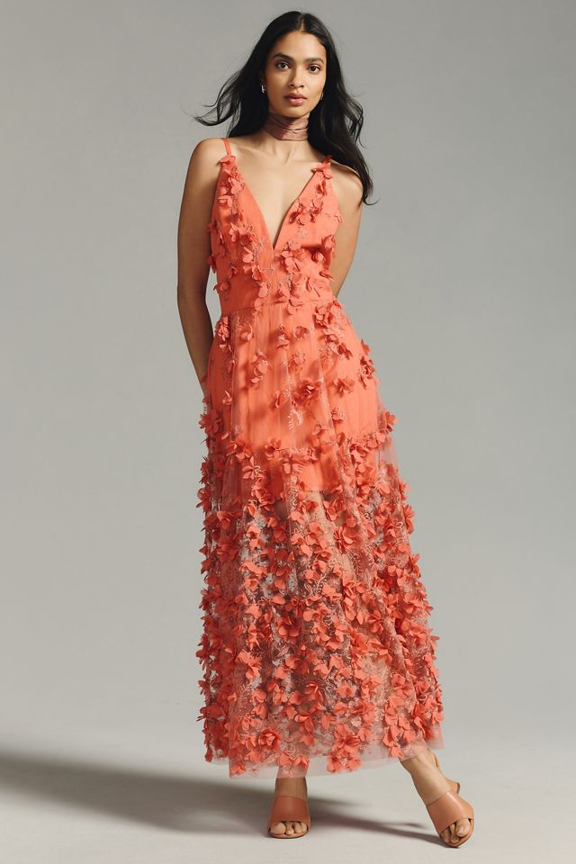 Helsi V-Neck Floral Appliqué Dress | Anthropologie