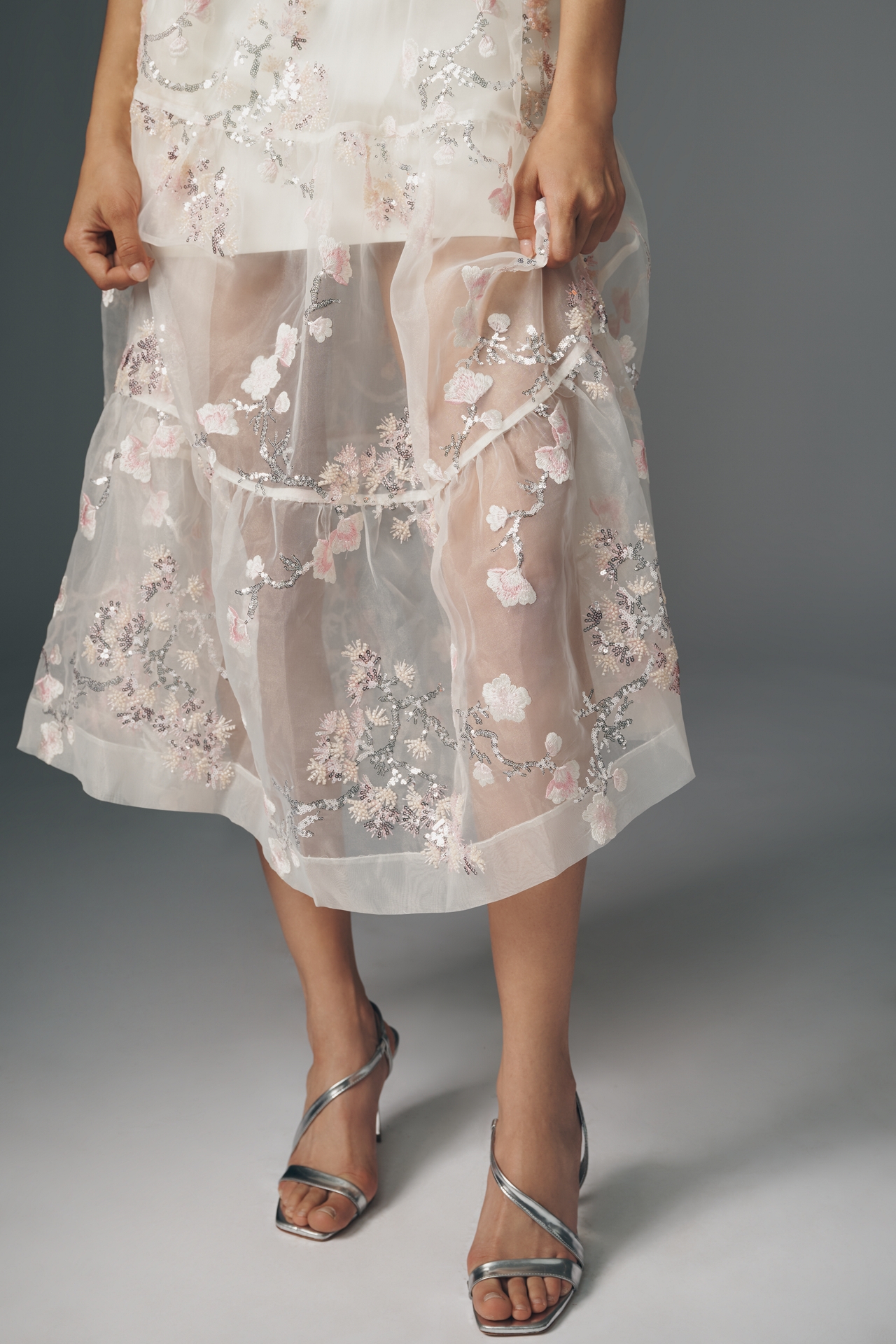 Helsi Adela Embroidered Mesh A-Line Midi Dress