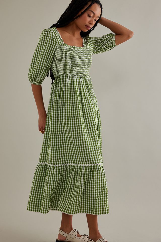 green gingham elsa smock midi dress Petite Khaki Green Marley Mini Smock Dress