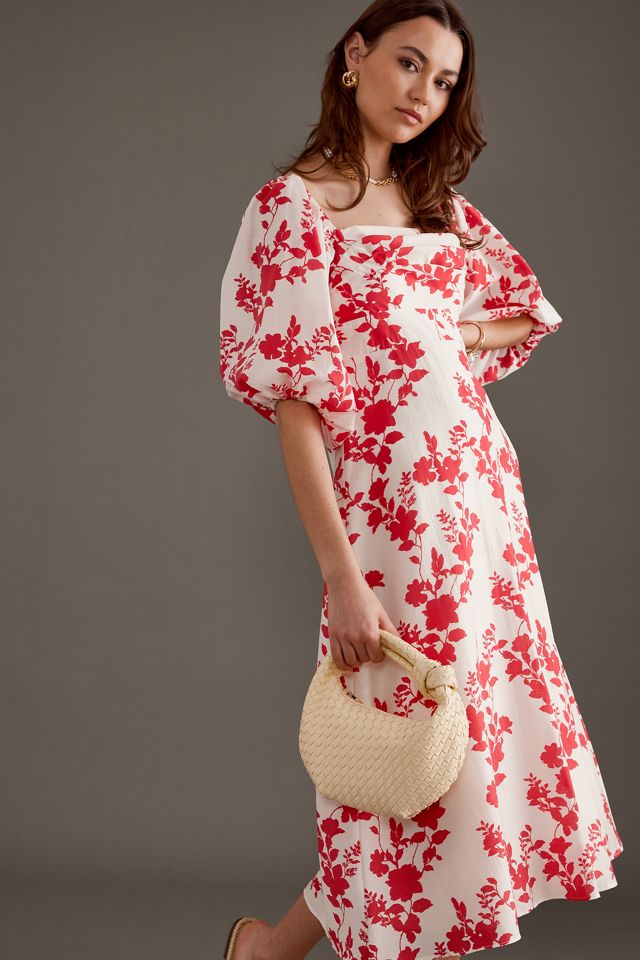 Nobody's Child Maxine Puff-Sleeve Square-Neck Midi Dress #1