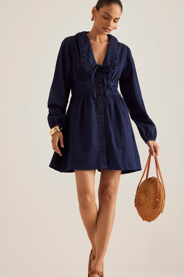 white christmas dresses Nobody's Child Dark Denim Daisy Collared Mini Dress